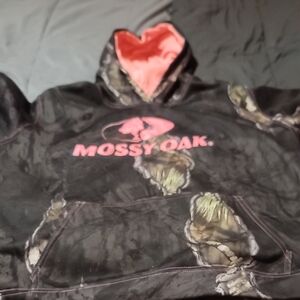 Mossy Oak Camouflage Hoodie with Pink Logo